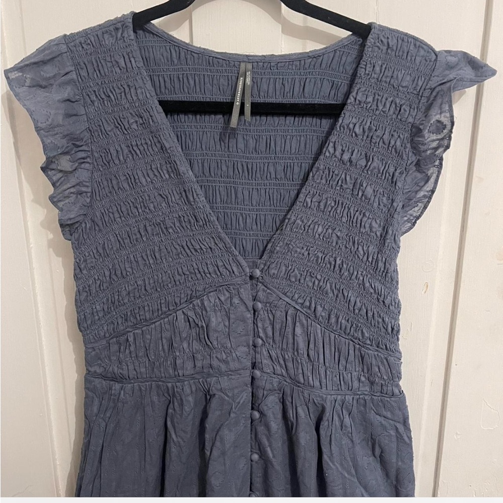 Dusty blue Anthropologie Peregrine midi dress